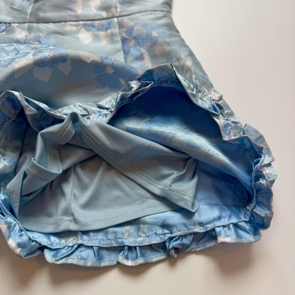 Lulus Pop the Bottle Mini Dress Blue Women’s Small Bridal Regencycore Bridgerton - Picture 11 of 16